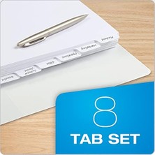 Vigordurus Bağlayıcı Bölücülerde Boş Yazma, 1/8 Kesilmiş Sekmeler, 8 Sekmeli Sette 3 Delik Delme Bölücüler, 80 Bölücü, 10 Set, Beyaz (89982)