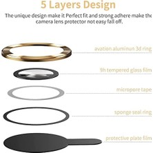 Vigordurus Iphone 13 Pro / 13 Pro Max ile Uyumlu Alüminyum Alaşım Çerçeveli Tempered Glass Kamera Lens Koruyucu Kırılmaz Cam