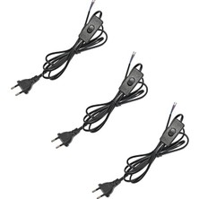 Vigordurus Fişli & Anahtarlı Arapuarlı Hazır Kablo | 2 Metre Siyah Uzatma Kablosu | 0,50 Mm² Kesit | Aplik,, Masa Lambası, LED Trafosu ve Tuz Lambası Için