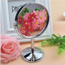 Vigordurus Mini Masa Üstü Makyaj Aynası, 360 Derece Dönebilen, Çift Taraflı, Krom Kaplama, Kompakt ve Şık Tasarım (Yuvarlak)