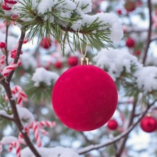 Vigordurus Yılbaşı Topu 8cm Kadife Düz 4lü Bordo AST7438