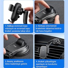 Vigordurus Bmy Oto Aksesuar Torpido Üstü Vakumlu Araç Telefon Tutucu 360° Ayarlanabilir Uzun Kollu