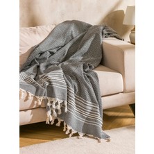 LC Waikiki Lcw Home Antrasit Püsküllü Tv Battaniyesi