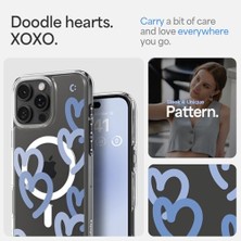 Vigordurus 16 Pro ile Uyumlu Ince Magsafe Kılıf Ultra Hybrid Sararma Karşıtı DURACLEAR™ Hava Kanalı TEKNOLOJISI™ Askeri Sınıf Koruma Magfit Hearts Denim Tasarım Kapak - ACS08276