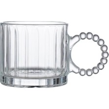 Vigordurus 6'lı Cam Boncuk Kulplu Bardak Seti – 130 ml Şeffaf Kupa Bardak, Çay Kahve Su Meşrubat Için Şık ve Dayanıklı Tasarım