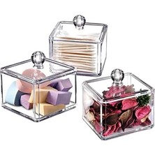 Vigordurus Deconox Şeffaf Akrilik Kare Pamuk ve Kulak Çubuğu Organizeri, Pamukluk ve Kutusu