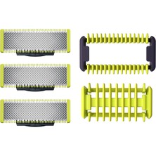 Vigordurus One 3'lü Yedek Bıçak ve Vücut Bakım Kiti, 3 Adet Yedek Bıçak, Cilt Koruması, Vücut Tarağı, Tüm One Modelleriyle Uyumlu, 4 Aya Kadar Dayanıklı Bıçaklar, QP630/51