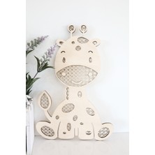 Zürafa Figürlü Ahşap Rattan Görünümlü Çocuk Odası Duvar Dekoru