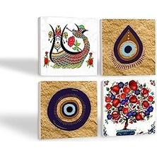 Vigordurus Nazar, Şahmeran, Nar Ağacı Taş Bardak Altlığı Seti - 4 Parça - Dekoratif, Rustik Mutfak Aksesuarı, 10X10 Cm, Kaydırmaz Tabanlı, Şık ve Dayanıklı SC524