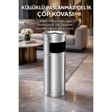 Loremp Küllüklü Atık Kovası Paslanmaz Çelik | Ofis, Otel, Cafe Için Premium Metal Küllük