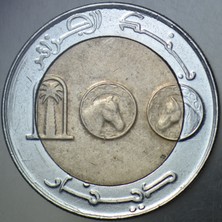 Banknoting Cezayir 100 Dinar 2013 Bimetal.