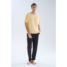 Syah Erkek Pamuklu Kısa Kollu Uzun Pijama Takımı
