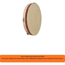 Hızlı Çeyiz Deri Tef 30 cm Ahşap 5 Zilli Tef Orta Boy Kına Tefi 1 Adet