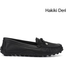 Gönderi(r) Kadın Siyah Floter  Fiyonklu Hakiki Deri Comfort Loafer