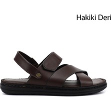 Gönderi(r) Erkek Kahverengi  Hakiki Deri Comfort Sandalet