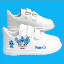 Lias Design Prince Mavi Arkadaşı Baskılı  Beyaz Bantlı Çocuk Spor Ayakkabı Sneaker