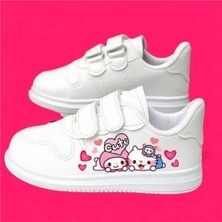 Lias Design Cutekalp Kalp Ce Ee Baskılı Beyaz Bantlı Çocuk Spor Ayakkabı Sneaker