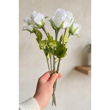 Yasima 6'lı Tek Dal Beyaz Islak Dokulu Gül Buketi 40 cm