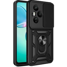 Honor 400 Pro Kılıf Magnetik Standlı Kamera Korumalı Zore Sürgülü Vega Kapak - Siyah