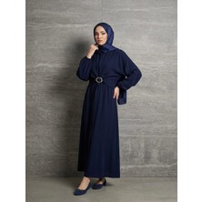 Foremia Önden Bağlamalı Aksesuar Detay Ikili Elbise-Lacivert -