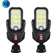 Panther Güneş Enerjili Solar + USB Şarjlı Hareket Sensörlü Bahçe / Sokak Aydınlatma Armatürü (2 Adet)