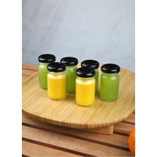 Qualitev 6 Adet Şeffaf Cam Shot Detoks Şişesi 67 ml Sızdırmaz Siyah Metal Kapaklı Mini Kavanoz