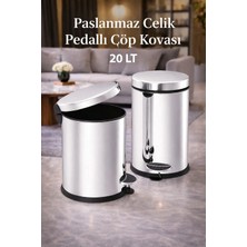 Loremp Paslanmaz Çelik Pedallı Çöp Kovası 20 Lt