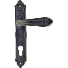 Sylar Antika Tarz Dekoratif Pirinç Çiçekli Yale Kapı Kolu - 240X40 Mm, Oksit