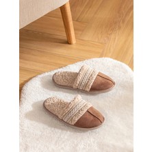 LC Waikiki Lcw Steps Kahverengi Süet Görünümlü Kadın Ev Terliği