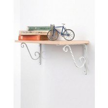 2'li Set 12x15 cm Dekoratif Beyaz S-Desenli Raf Altı Ayağı Raf Tutucu Montaj Aparatı Ayağı L Demir Köşe Konsol Raf Tutucu