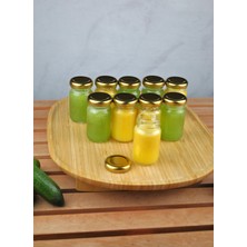 Qualitev 10 Adet Şeffaf Cam Shot Detoks Şişesi 67 ml Sızdırmaz Gold Metal Kapaklı Mini Kavanoz 67 ml