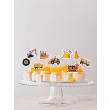 Parti Adresi Inşaat Temalı Figürlü Kürdan Pasta Süsü Cupcake Kürdanı 10'lu