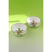 Bursa Porselen Dekor Cactus Green 2 Adet Porselen Salata Kasesi