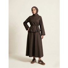 Foremia Arka Fermuar  Detay Etekli Takım-Kahve -