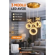 Kialed Orbita LED Avize Modern 3 Renk Işıklı Salon Mutfak Yatak Odası Plafonyer Üçlü Sarkıt
