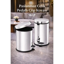 Loremp Paslanmaz Çelik Pedallı Çöp Kovası 16 Lt