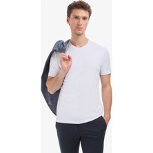 Pierre Cardin Erkek Beyaz Regular Fit %100 Pamuk Bisiklet Yaka Basic Tişört 50325299-VR013