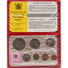 Banknoting Yeni Zelanda 1975 Resmi Darphane Seti 1 Cent-1 Dolar. Orijinal Kitinde Çil.