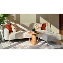 Maq Home Luna Yataklı Köşe Koltuk Takımı - Ayrılabilir Puflu, Gri-Bej