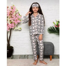 Gny Giyim Kız Çocuk Gri Önden Düğmeli Tavşanlı Pijama Takımı