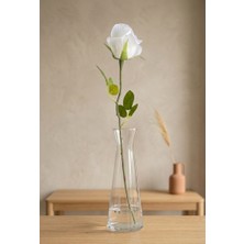 Yasima 1ADET Tek Dal Beyaz Islak Dokulu Gül 40 cm