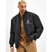 Freedom Siyah Bomber Mont – Fergolli Logo Baskılı -