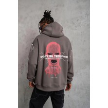 Freedom Maske Baskılı Kapüşonlu Sweat - Gri