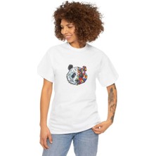 Freedom Bisiklet Yaka Baskılı T-Shirt - Beyaz -