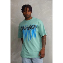Freedom Baskılı Oversize T-Shirt - Mint Yeşili