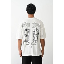 Freedom Baskılı Oversize T-Shirt - Beyaz
