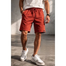 Freedom Erkek Otoban Dokuma Kumaş Beli Lastikli, Cepli, Yazlık Şort - Turuncu