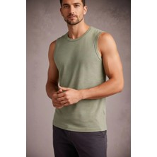 Freedom Erkek Flamlı Kumaş Kolsuz Atlet Günlük Fitness Spor T-Shirt - Mint Yeşili