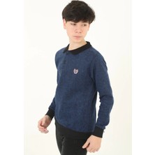 Freedom Selanik Yaka Nakışlı Kazak - Lacivert -