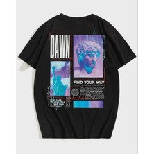Freedom Baskılı Oversize T-Shirt - Siyah -